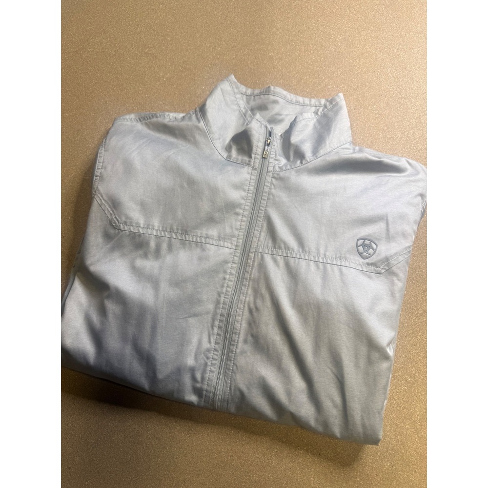 ARIAT Ideal Windbreaker Jacket Lightweight XL Silver Full Zip Athletic